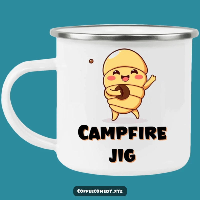 Funny Kawaii Croissant Camping Mug: Joyful Sips, Perfect Camp Coffee Gift!
