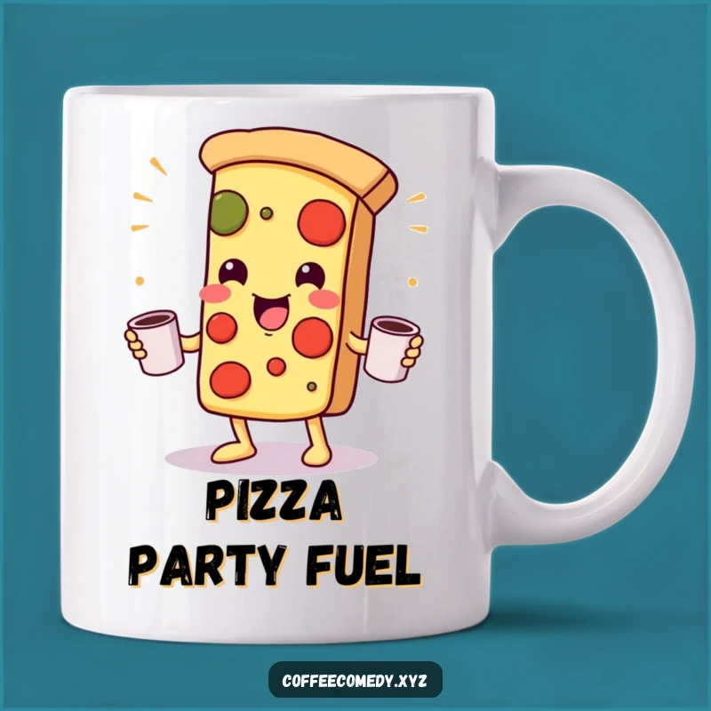Funny Kawaii Pizza Mug: Playful Juggling Gift, Perfect Coffee Lover's Treat!