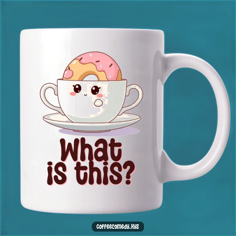 Funny Kawaii Doughnut Mug: Curious Peek, Perfect Tea Lover's Gift!
