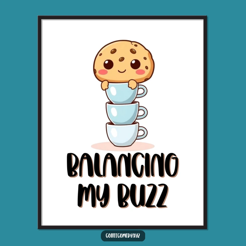 Funny Cookie Digital Art: Mischievous Balancer Print, Instant Funny Gift