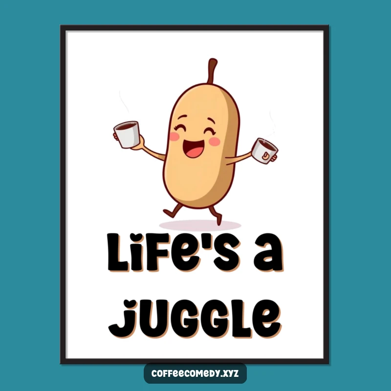 Funny Coffee Bean Digital Art: Juggling Java, A Versatile Funny Gift for Instant Energy!