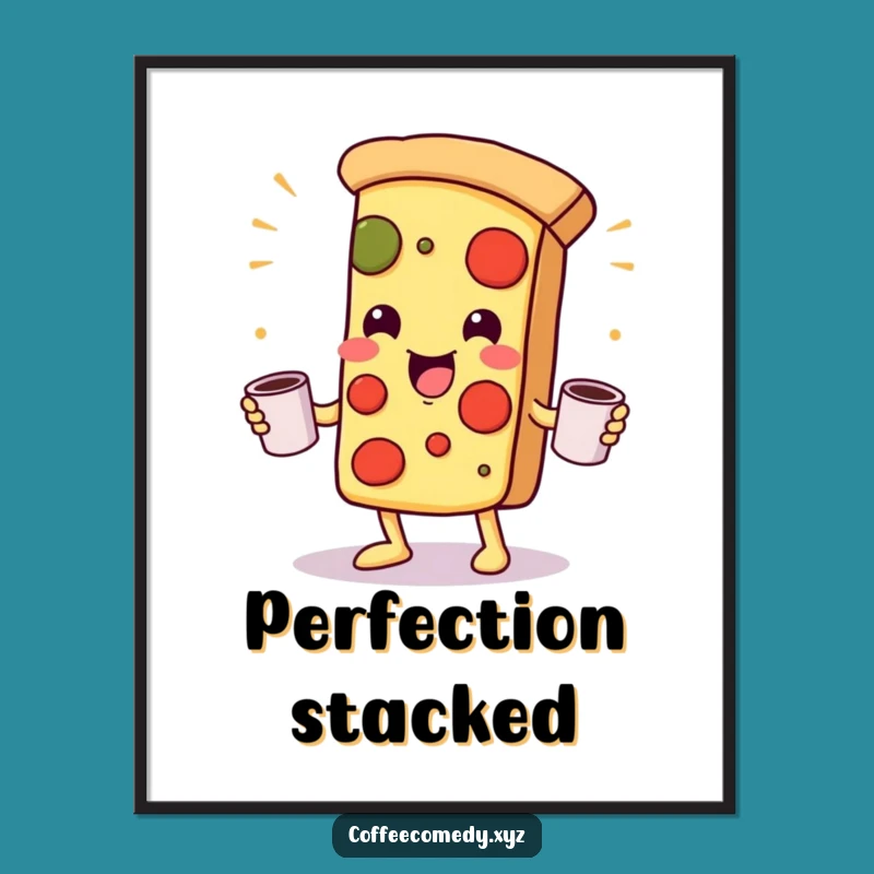 Funny Kawaii Pizza Digital Art: Playful Juggling, Instant Decor Gift!