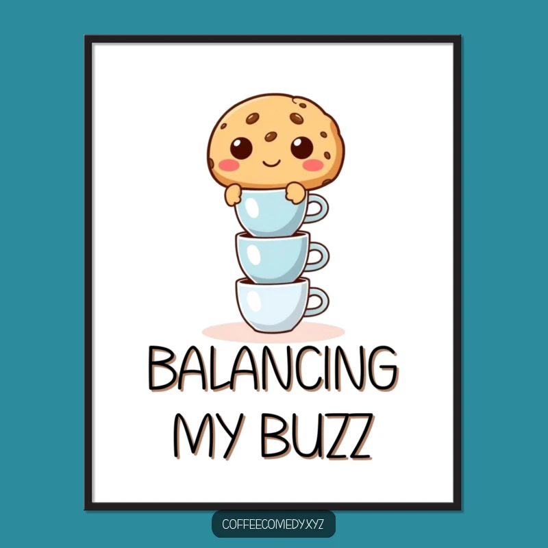 Funny Cookie Poster: Mischievous Balancer Art, Quirky Funny Gift for Your Walls