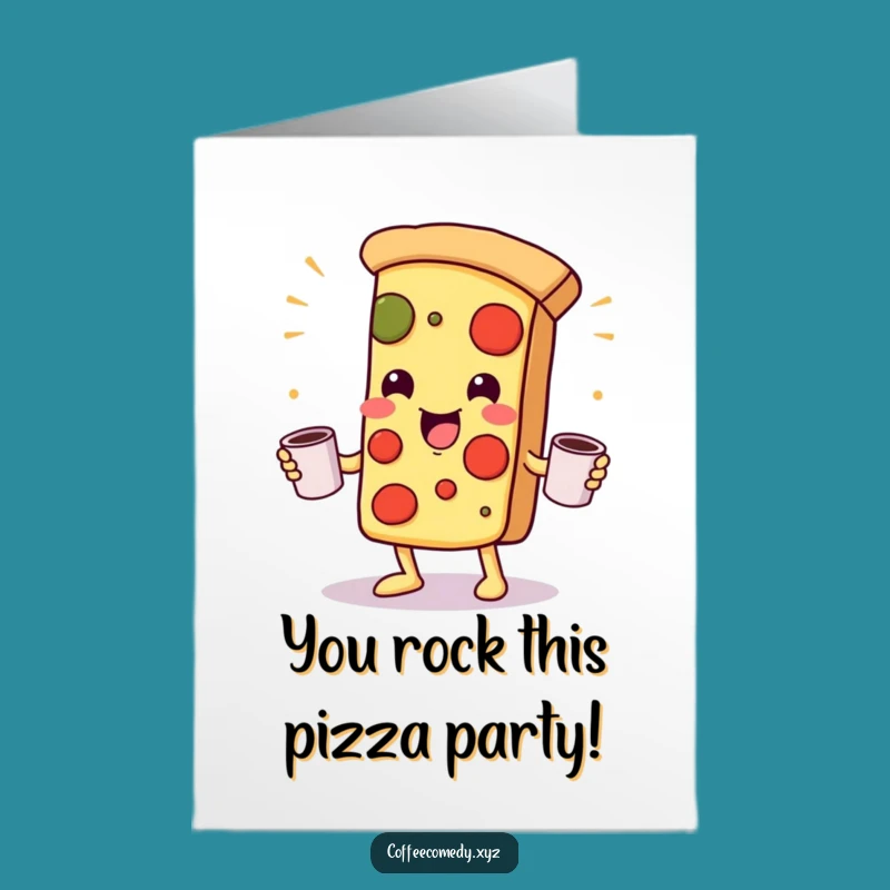 Free Printable Kawaii Pizza Congrats Card: Humorous Downloadable for Multitasking Masters
