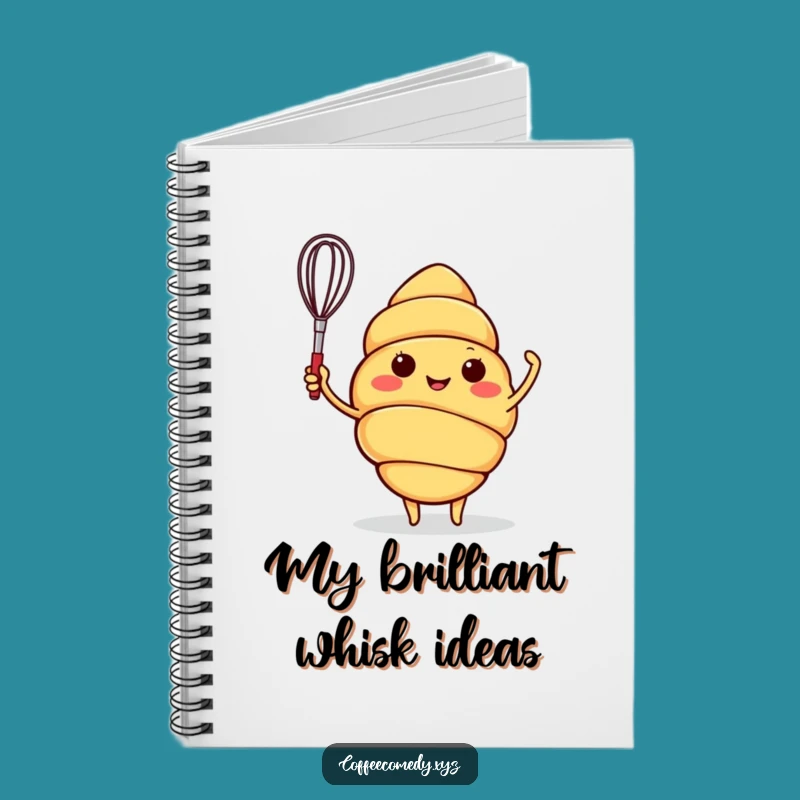Funny Croissant Notebook: Cheerful Waving Baker Character for Notes, Ideal Funny Gift