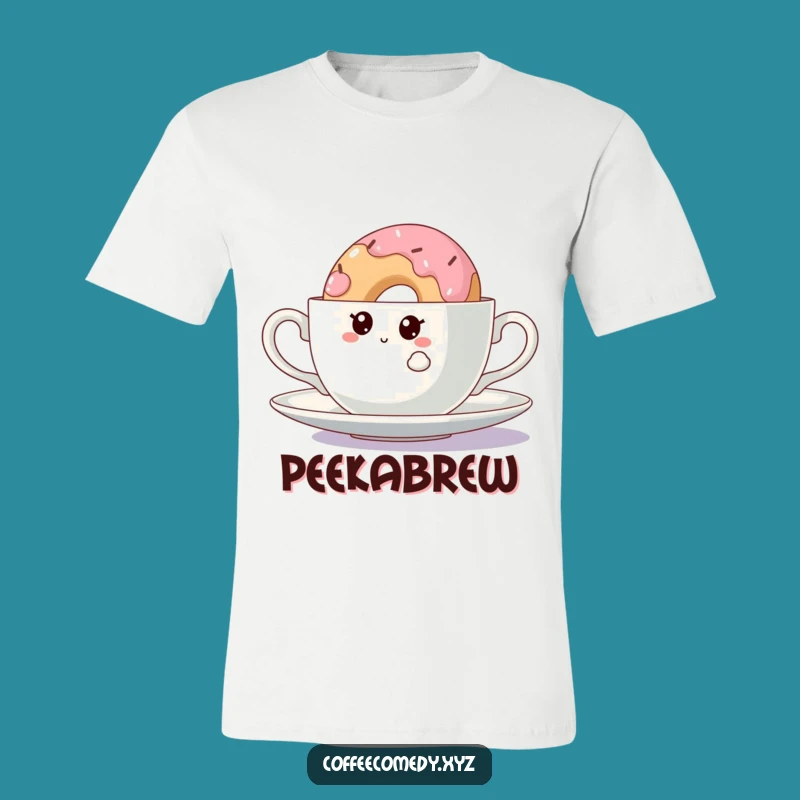 Funny Kawaii Doughnut T-Shirt: Curious Peeker, Perfect Sweet Treat Gift!